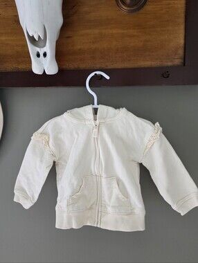 Carters Baby Girl Off White Cream Zip up Jacket 6m